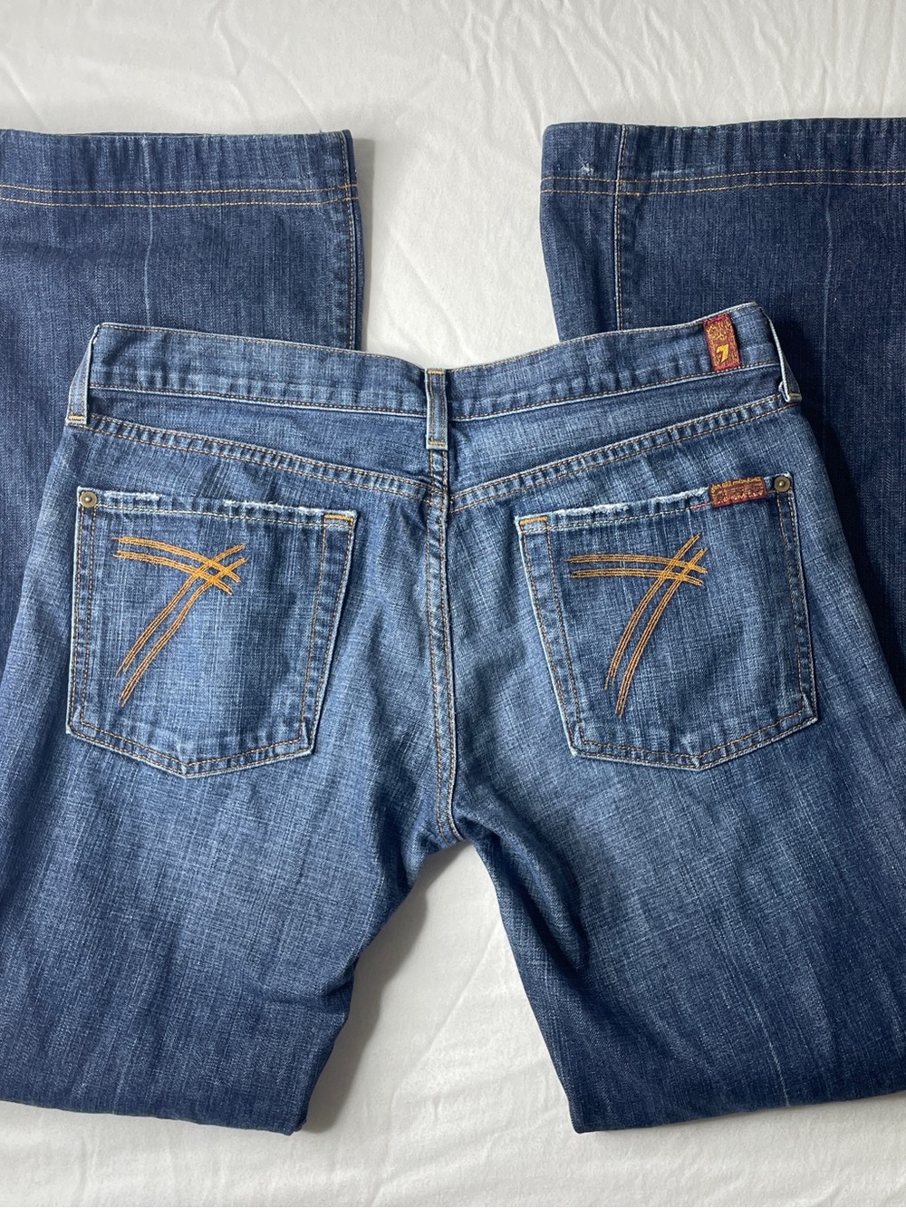 7 For All Mankind Dojo Jeans Womens 31 Low Rise Bootcut Flare Denim Boho Y2K